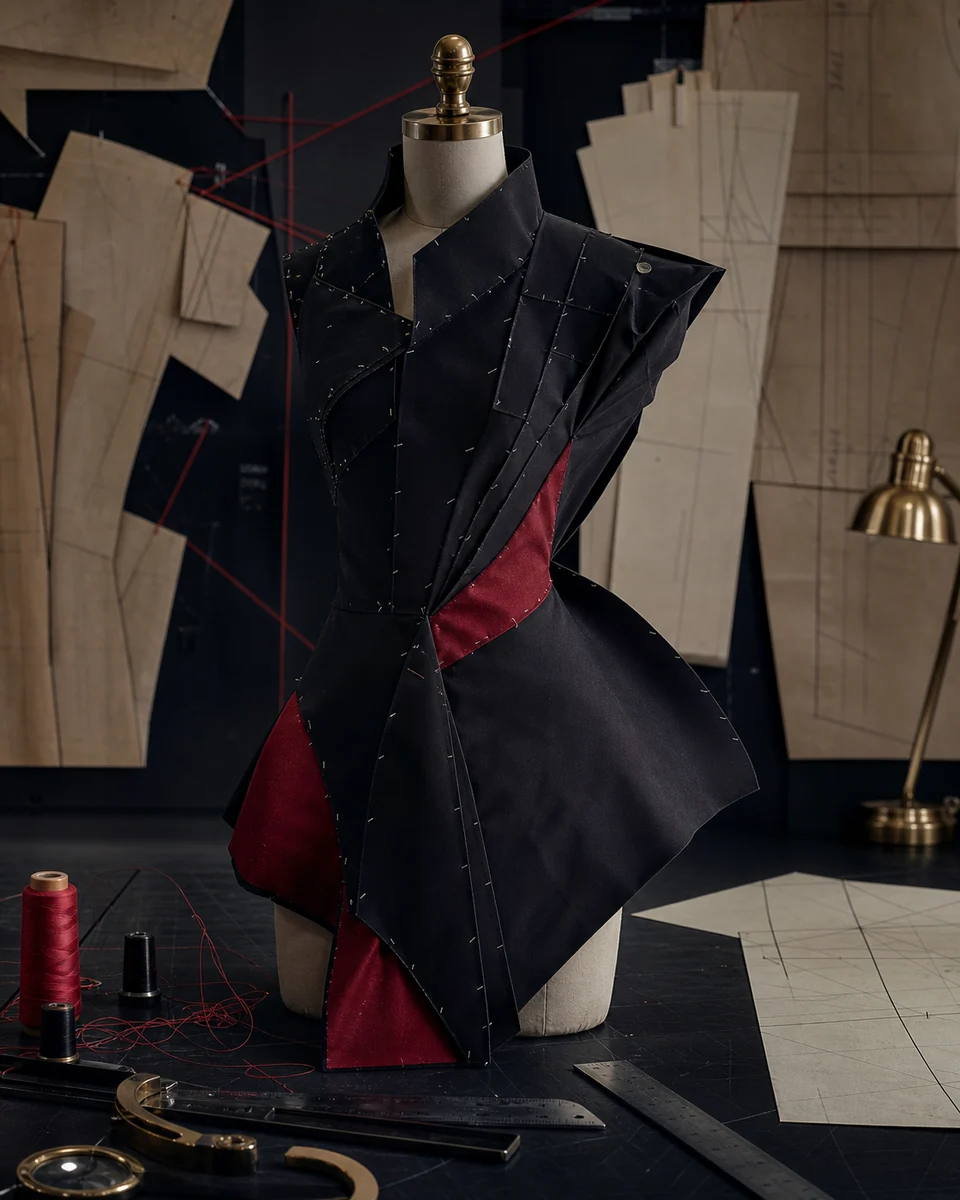 Original avant-garde garment construction visualization
